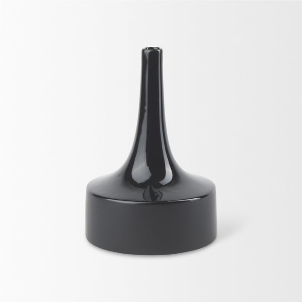 Burton 11.6H Medium Glossy and Matte Black Ceramic Jug Vase