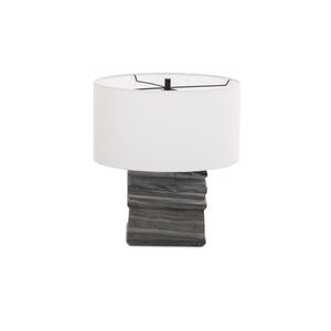 Cedric Table Lamp In Slate Grey Marble-Ivory Linen-Jet Black