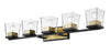 Bleeker Street 5 Light Vanity in Matte Black + Olde Brass Finish