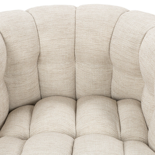Walter Swivel Chair with Biscuit Tufting - Flax