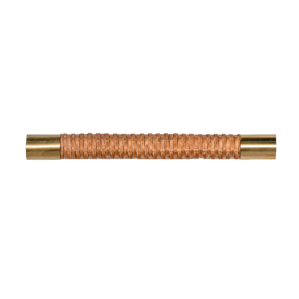 RATTAN WRAPPED HANDLE WITH ANTIQUE BRASS END CAPS