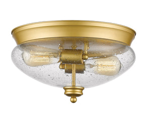 Amon 2 Light Flush Mount in Satin Gold Finish