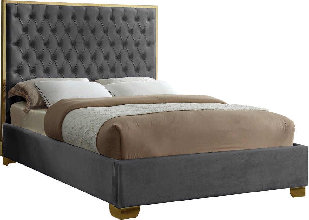 Jared Queen Bed In Grey Velvet