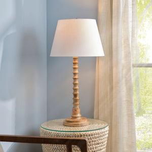 Revolution Wood Table Lamp with Linen Shade, Natural
