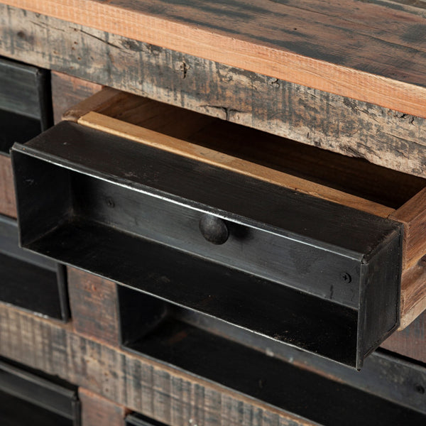 Wilton I 63x16 Reclaimed Wood and Metal 16 Drawer Sideboard