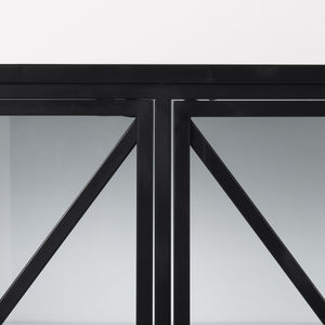 Aurelia 79.0L x 16.0W x 33.0H Black and White Metal Four Door Glass Cabinet