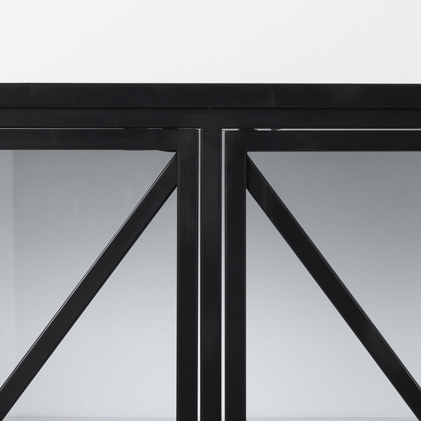 Aurelia 79.0L x 16.0W x 33.0H Black and White Metal Four Door Glass Cabinet