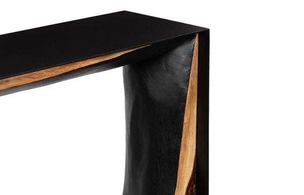 Framed Waterfall Console Table, Natural, Iron