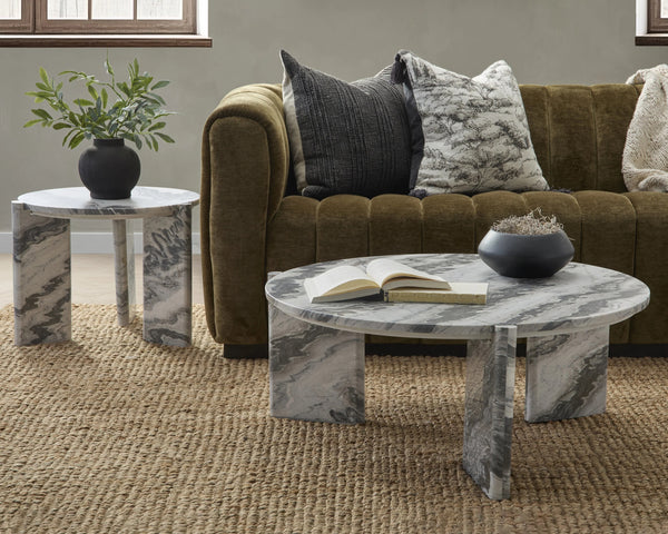 Classic Home Zora Marble Coffee Table - Charcoal Gray