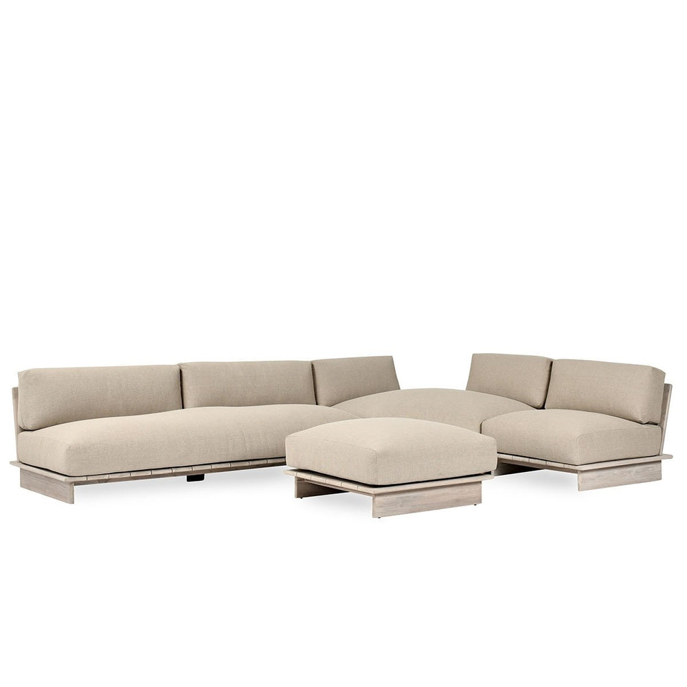 Livia Teak Outdoor Sectional in Soft Taupe