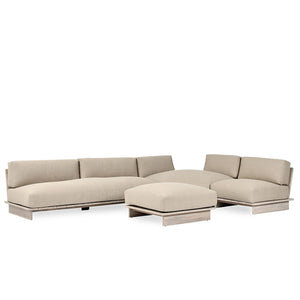 Livia Teak Outdoor Sectional in Soft Taupe