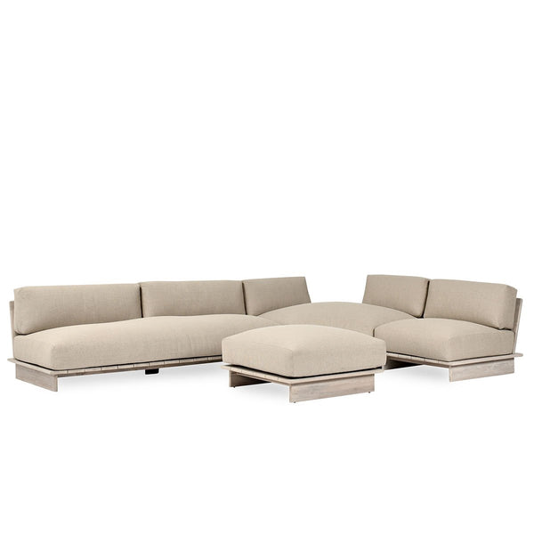 Livia Teak Outdoor Sectional in Soft Taupe