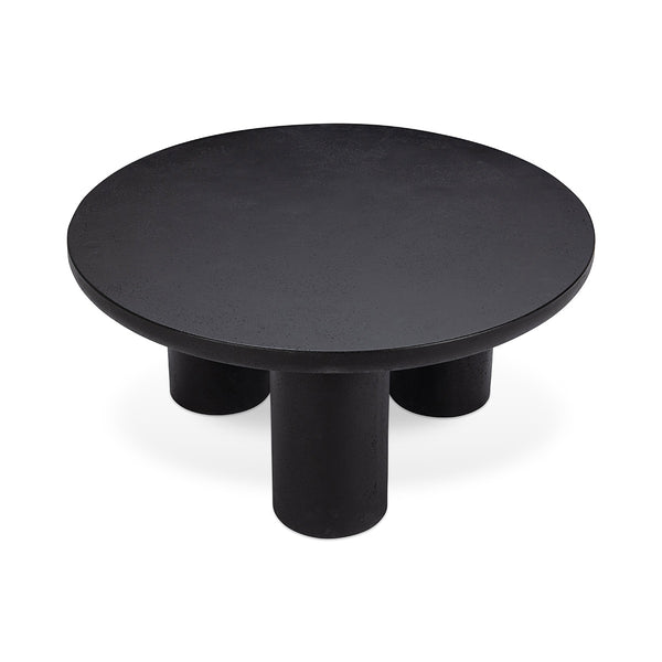 Anzio Outdoor Concrete Round Coffee Table - Black