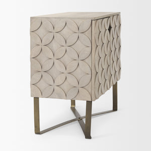 Excelsior 36.0L x 18.0W x 32.5H Light Brown Wood Gold Iron Base Accent Cabinet