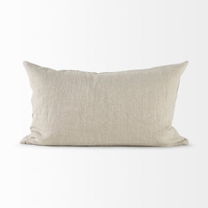 Enya 13L x 21W Beige and Cream Fabric Patterned Decorative Pillow Cover