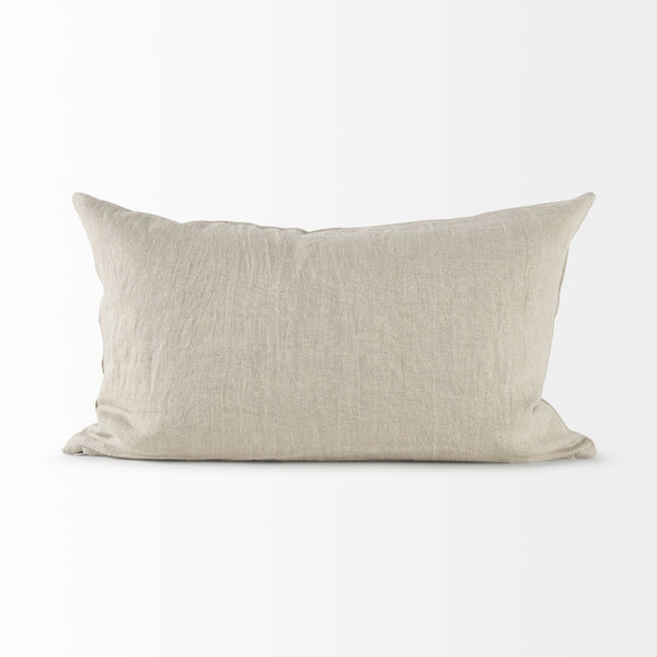 Enya 13L x 21W Beige and Cream Fabric Patterned Decorative Pillow Cover