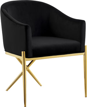 Doris Dining Chair In Black Velvet and Gold