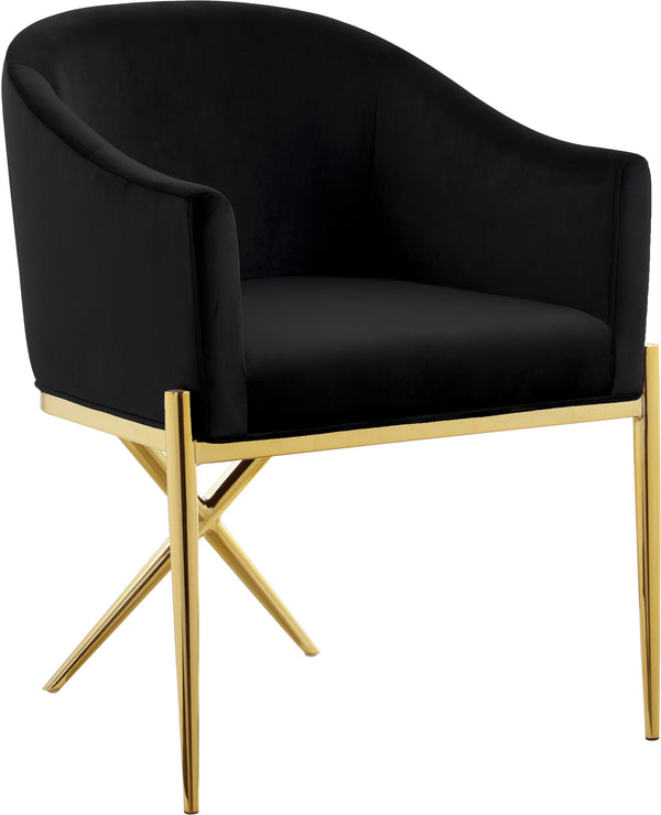 Doris Dining Chair In Black Velvet and Gold