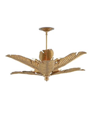 Tropical Semi-Flush In Vintage Brass