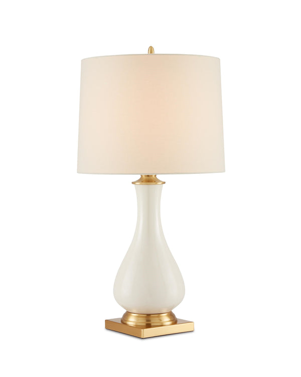 Lynton Cream Table Lamp In Cream Crackle & Brass