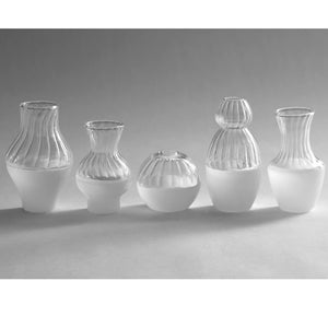 5 Small Vases Retro - Clear/White