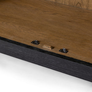 Millie Panel & Glss Door Cabinet In Mtt Blk