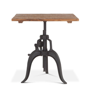 Industrial Loft 30-Inch Reclaimed Teak Wood Dining Table with Adjustable Crank