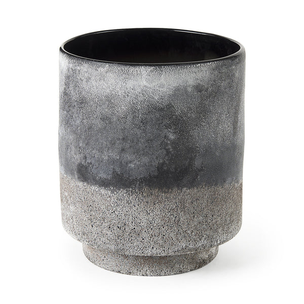 Squally 8.0L x 8.0W x 8.6H Black/Brown Glass Ombre Textured Vase