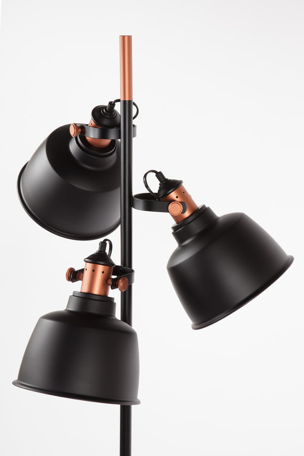 Hentz Three Light Floor Lamp - Matt Black