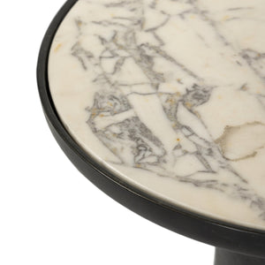 Balboa Outdoor End Table - Veined White Marble