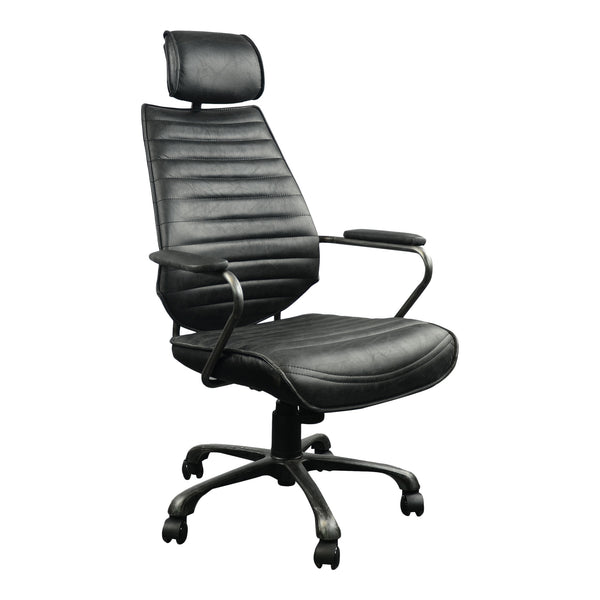 Moe's Executive Office Chair in Black Leather