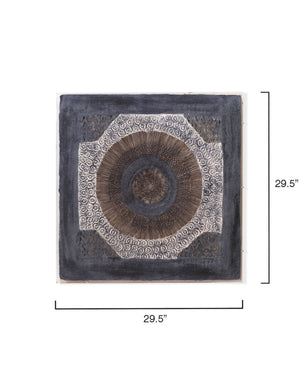 Batik Square Framed Wall Art, Indigo Paper