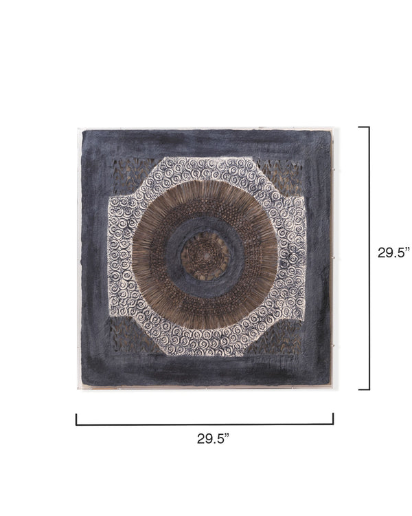 Batik Square Framed Wall Art, Indigo Paper