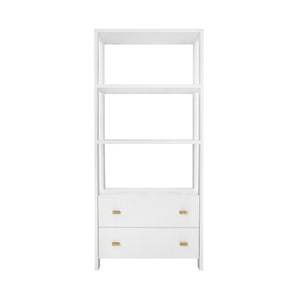 TWO DRAWER ETAGERE WITH FLUTED DETAIL IN MATTE WHITE LACQUER