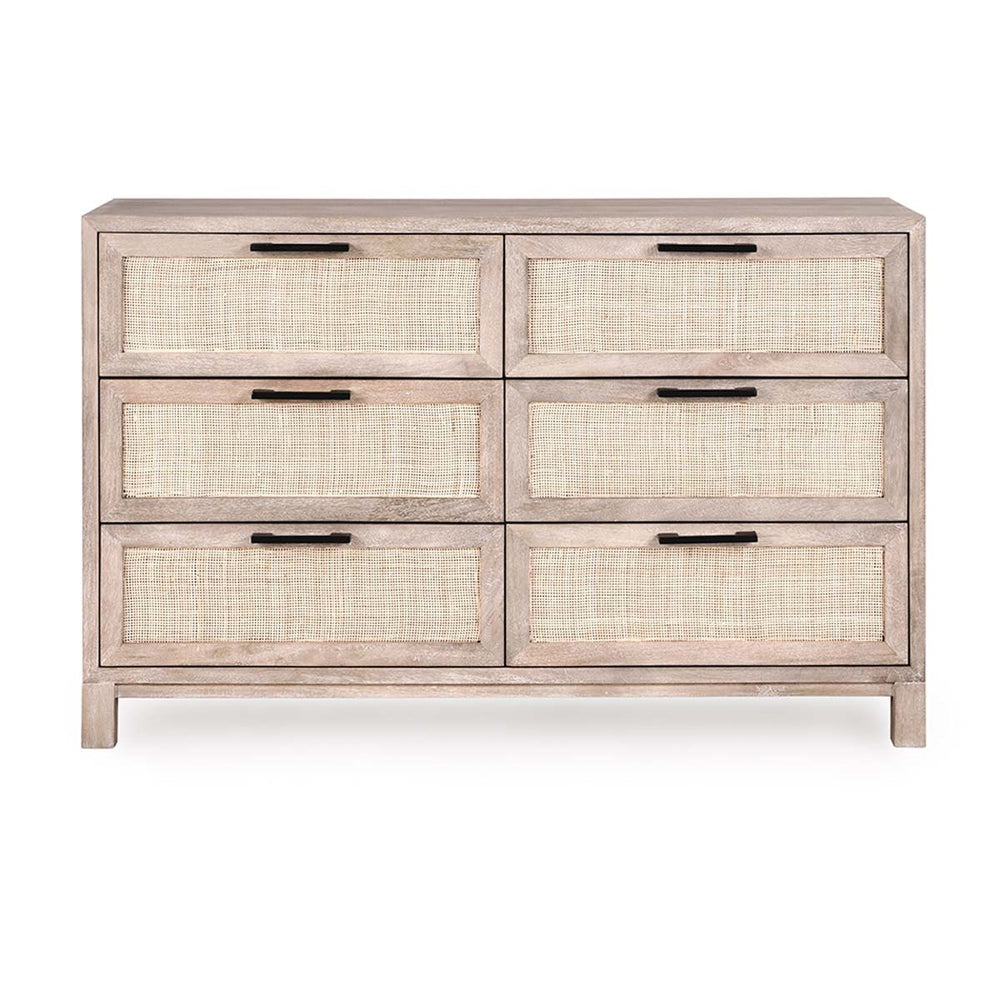 Jensen Solid Wood Dresser in Meadow Taupe with Cane Detailing