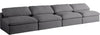 Carmen Cloud Modular Armless Sofa In Grey Linen Fabric