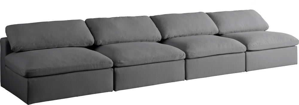 Carmen Cloud Modular Armless Sofa In Grey Linen Fabric