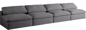 Carmen Cloud Modular Armless Sofa In Grey Linen Fabric