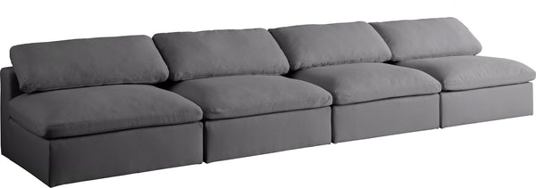 Carmen Cloud Modular Armless Sofa In Grey Linen Fabric