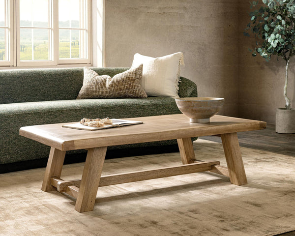 Valen Reclaimed Wood Coffee Table with Sawhorse Base