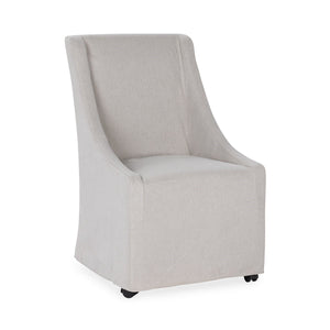 Warwick Upholstered Rolling Dining Chair in Stone Beige