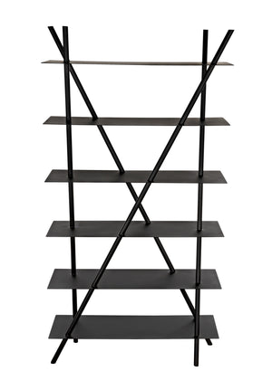 Siddhartha Industrial Steel Bookcase in Matte Black