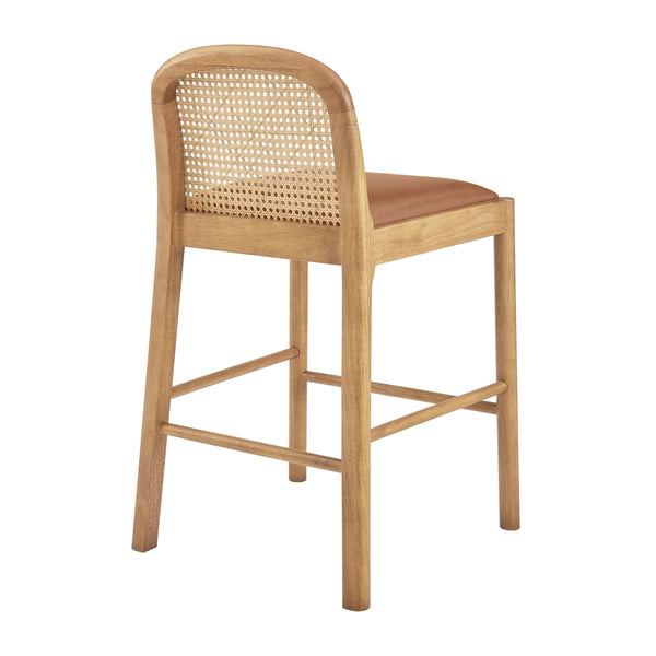 Donna KD Faux Leather Rattan Counter Stool, Borneo Chocolate