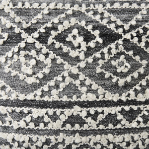 Farida  16.0L x 16.0W x 16.0H Dark Gray Wool and Polyester Patterned Pouf