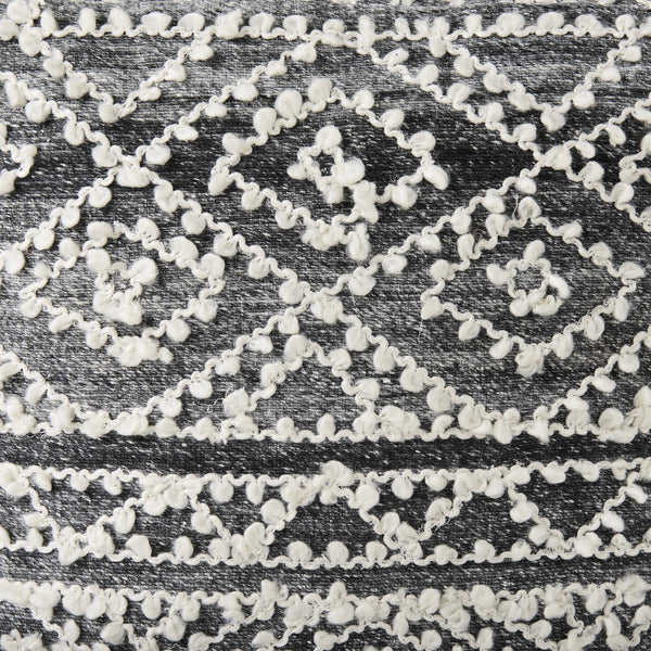 Farida  16.0L x 16.0W x 16.0H Dark Gray Wool and Polyester Patterned Pouf