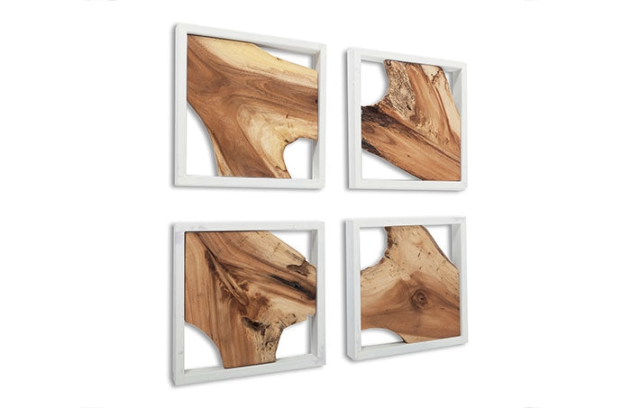 Framed Slab Wall Tiles, Set of 4, White