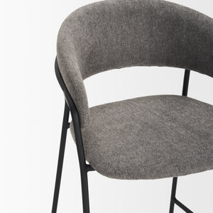 Carolyn Counter Stool w/ Gray Fabric & Matte Black Metal