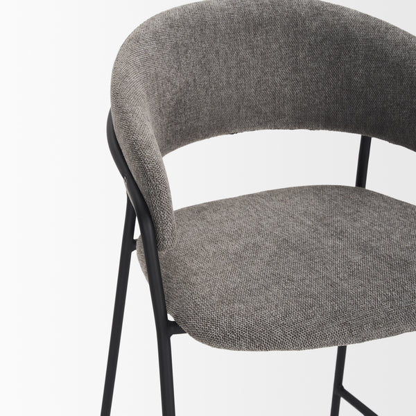 Carolyn Counter Stool w/ Gray Fabric & Matte Black Metal