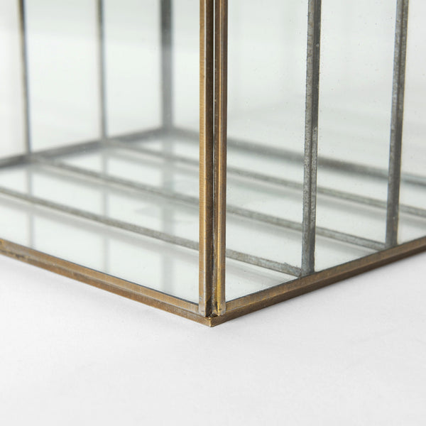 Fred 9.1L x 7.9W x 7.9H Gold Metal and Glass File Folder