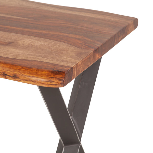 Brisbane 26" Sheesham Wood and Iron Side Table, Natural